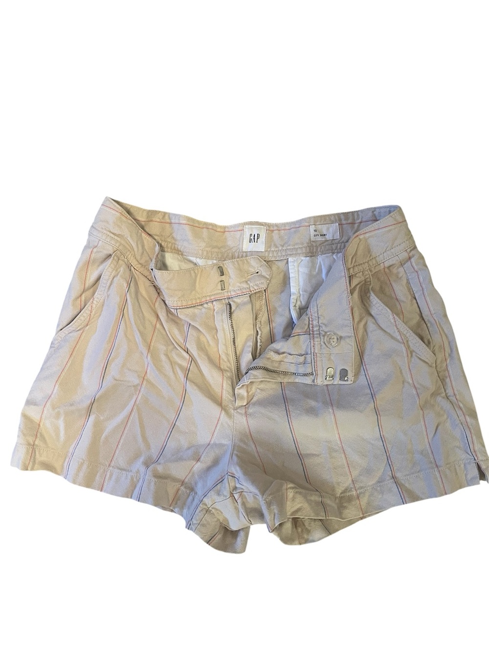 GAP Cream Shorts with Pink Pinstripes